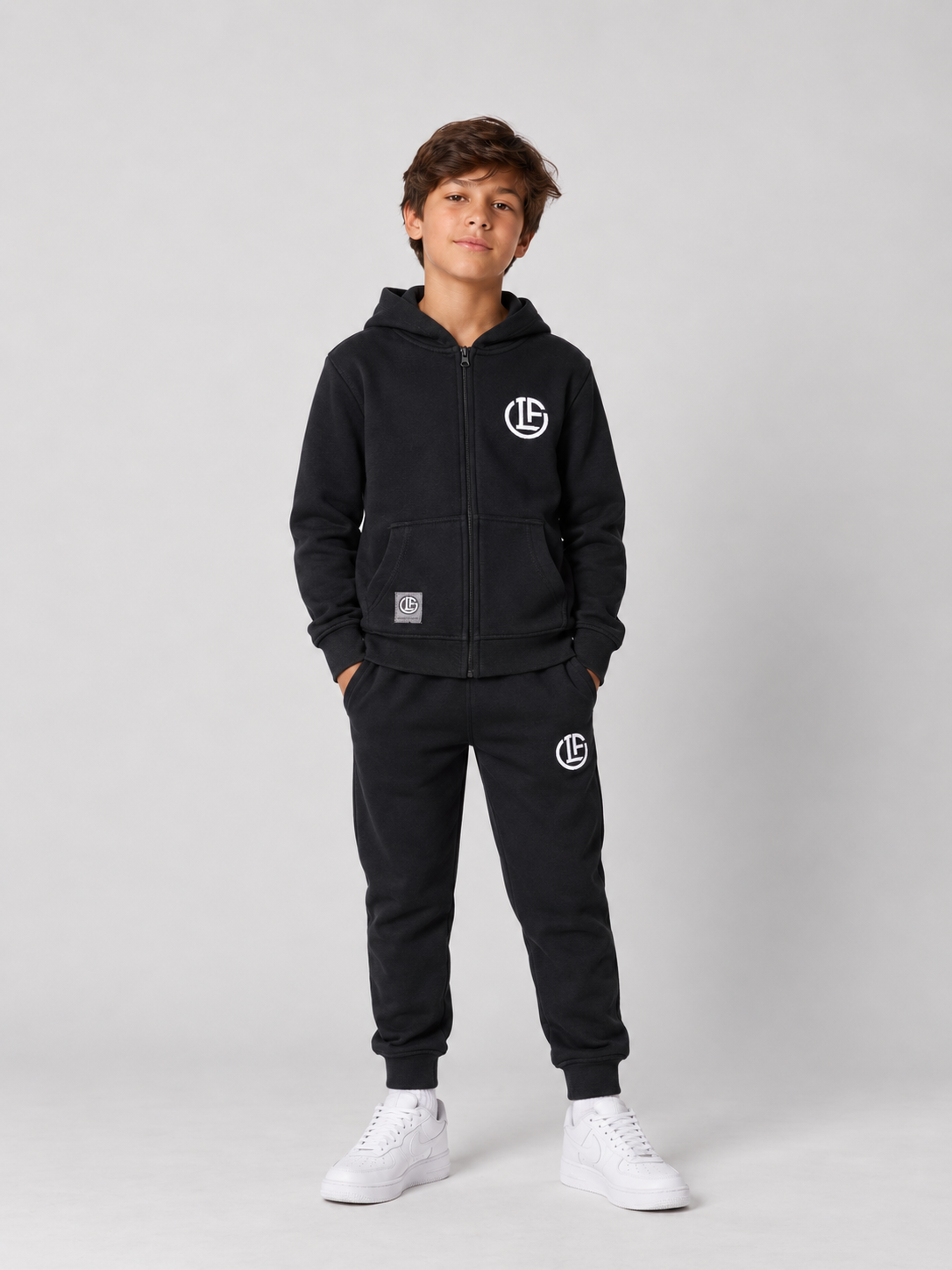 Felpa Black Kids con Cappuccio e Zip FC Lugano