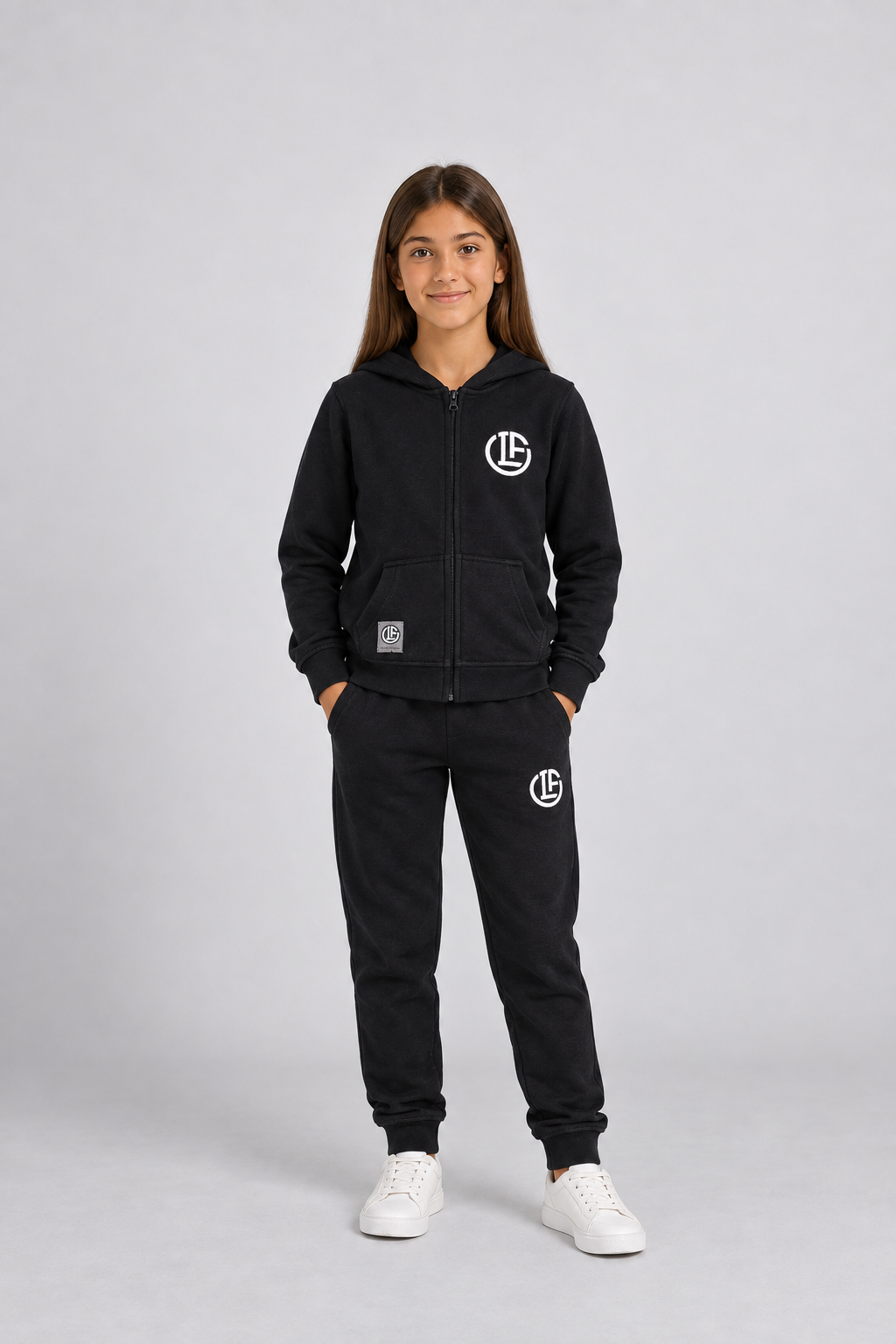 Felpa Black Kids con Cappuccio e Zip FC Lugano