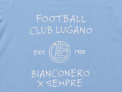 T-Shirt Kids FC Lugano Bianconero x Sempre - Sky Blue