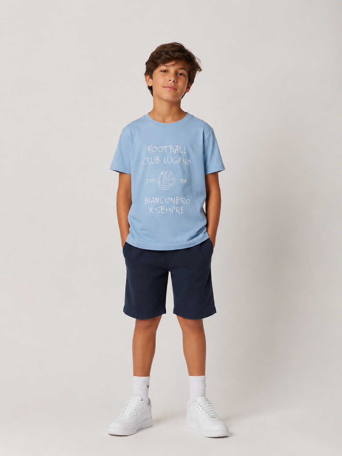 T-Shirt Kids FC Lugano Bianconero x Sempre - Sky Blue